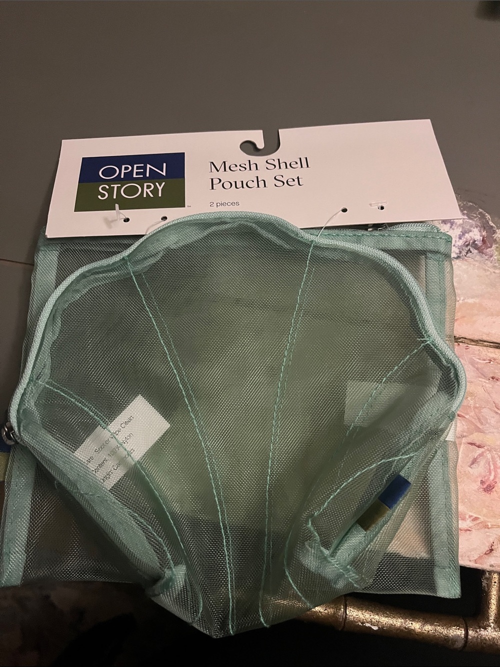 Open Story Mint Mesh Shell Pouch Set